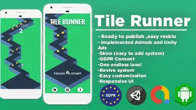 Tile Runner – Unity Template (Admob Ads +Unity Ads+ GDPR Consent)