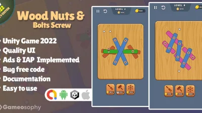 Wood Nuts & Bolts Screw - Unity Game