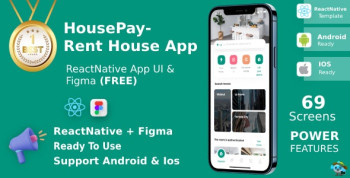 Rent Home App | UI Kit | React Native | Figma FREE | Life Time Update | HousePay