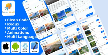 Travel World -Tour Travel | Travel Planner | Holiday Booking React Native iOS/Android App