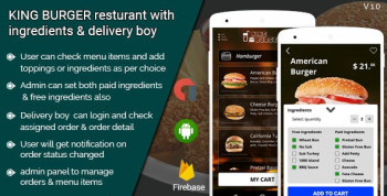 KING BURGER restaurant with Ingredients delivery boy full android
