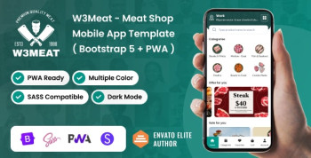 W3Meat – Meat Shop Butcher Bootstrap Mobile Template PWA
