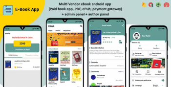 Multi-Vendor ebook Android App (Paid book app, PDF, ePub, payment gateway) + admin panel + author pa