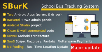 SBurK – School Bus Tracker-Two Android Apps + Backend + Admin panels – SaaS 3.0