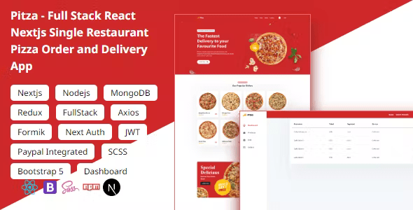Pitza – Full Stack React Nextjs Single Restaurant Pizza Order And Delivery App