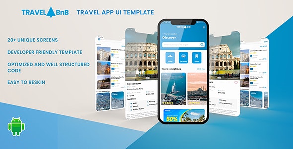 TravelBnB – Flights Hotels Car Rental Booking Android App UI Template